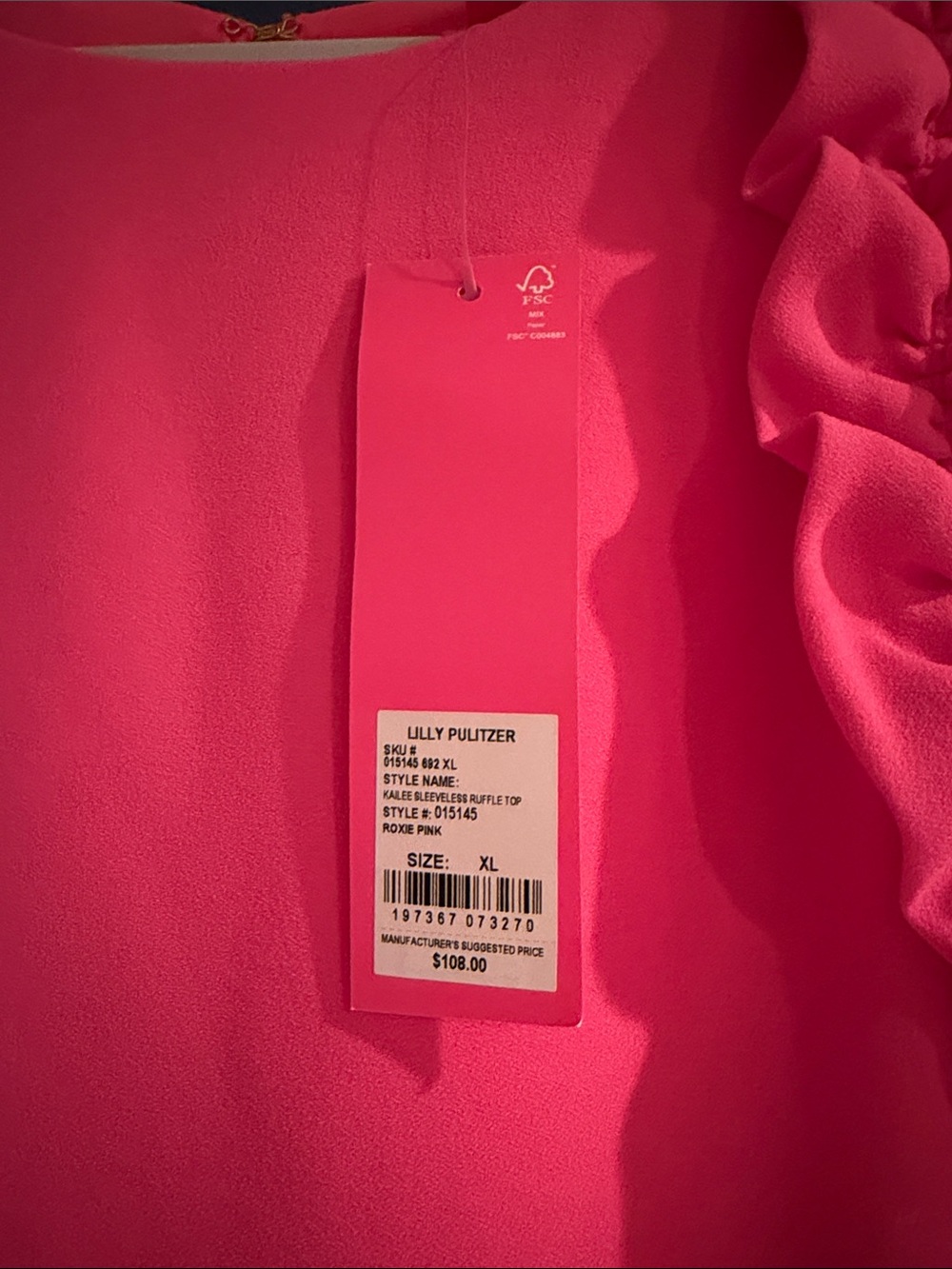 Lilly Pulitzer NWT Kailee Sleeveless Ruffle Top - Picture 2 of 3